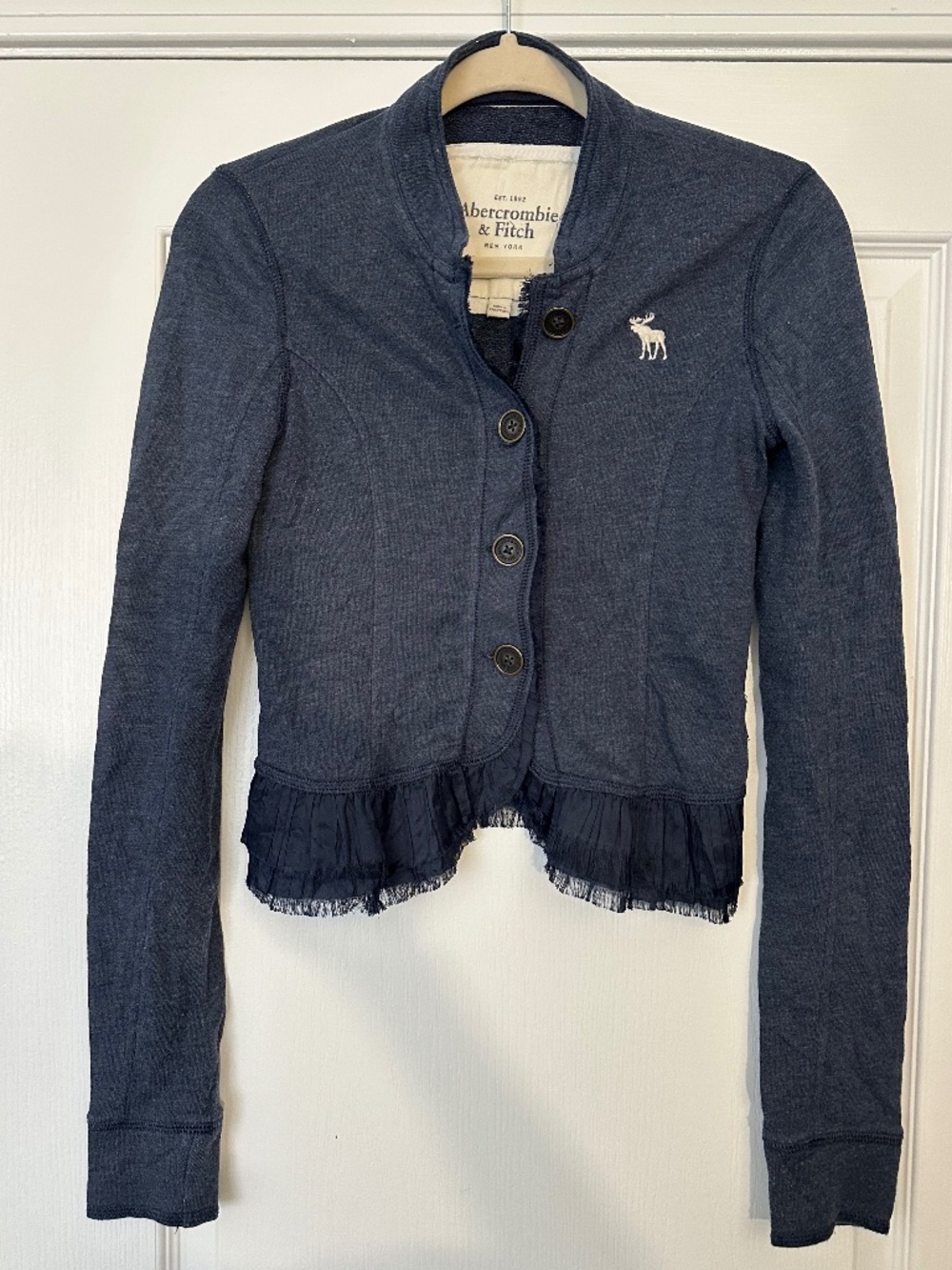 Vintage Y2K cropped Blue Jacket by Abercrombie and Fitch size Small